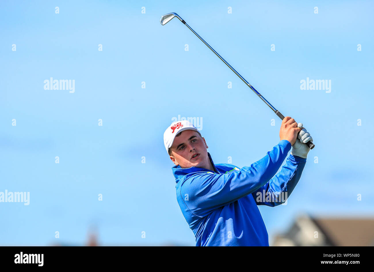 GB&I's James Sugrue during day one of the 2019 Walker Cup at Royal Liverpool Golf Club, Hoylake. Stock Photo