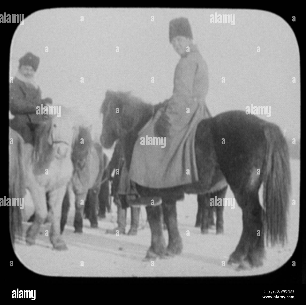 Khabarovsk - two Cossack soldiers and ponies Stock Photo