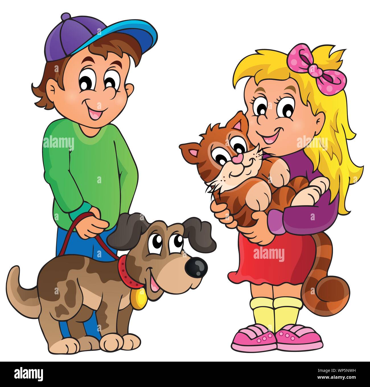 Children with pets theme 1 Stock Vector Image & Art - Alamy