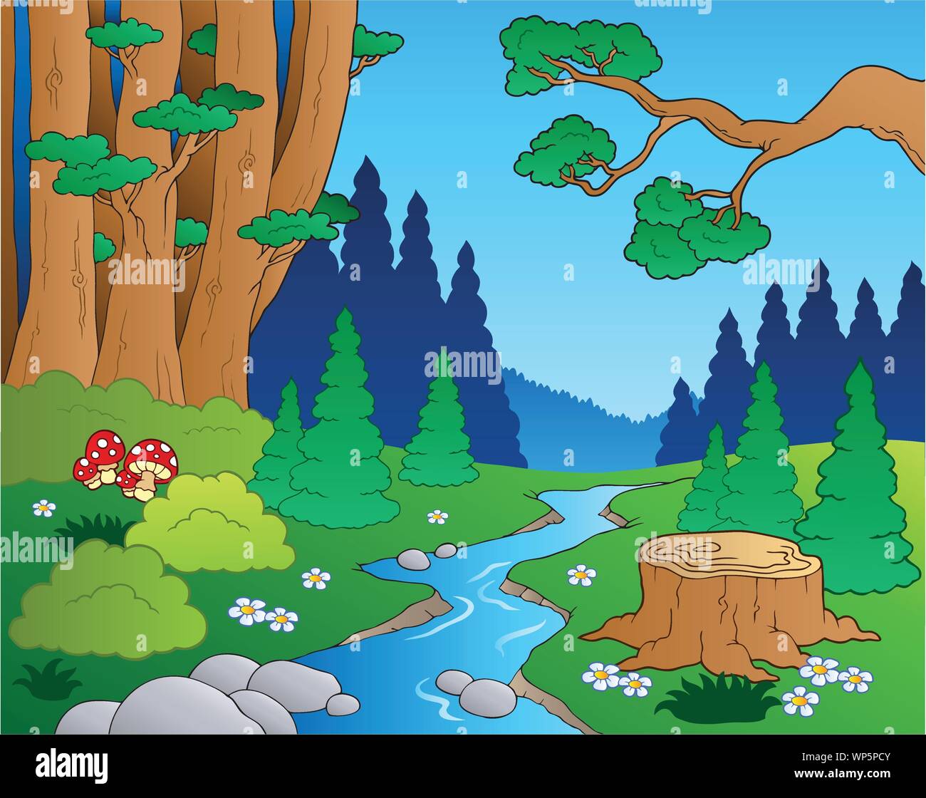 Cartoon forest landscape 1 Stock Vector