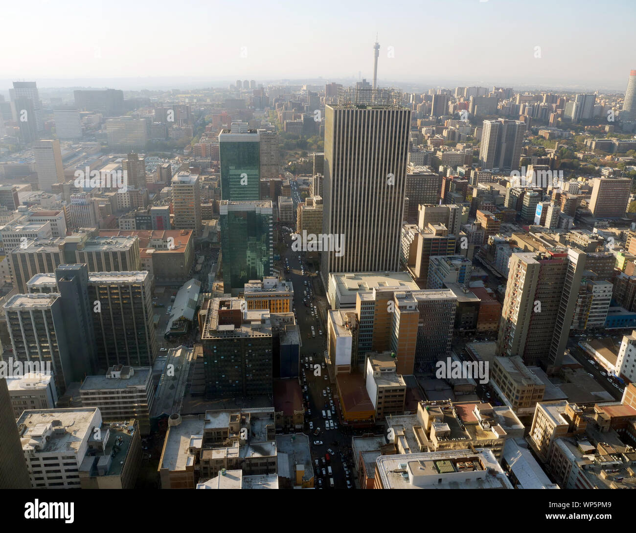 High angle view over Johannesburg city center, South Africa Stock Photo