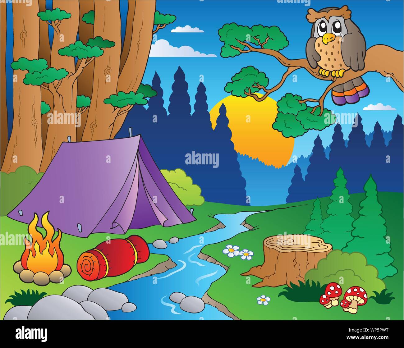 Cartoon forest landscape 5 Stock Vector