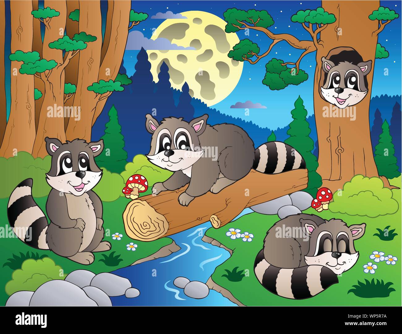 Forest scene with various animals 8 Stock Vector