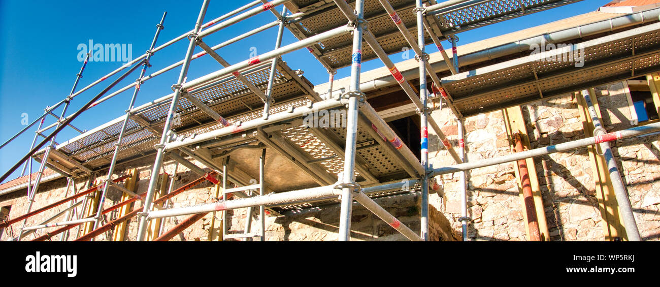 Metal Girder Extensive Scaffolding Providing Platforms For Stage