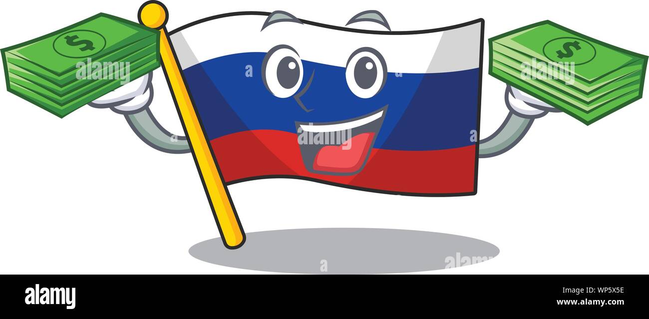 With money bag mascot russian flag hoisted on pole Stock Vector Image ...