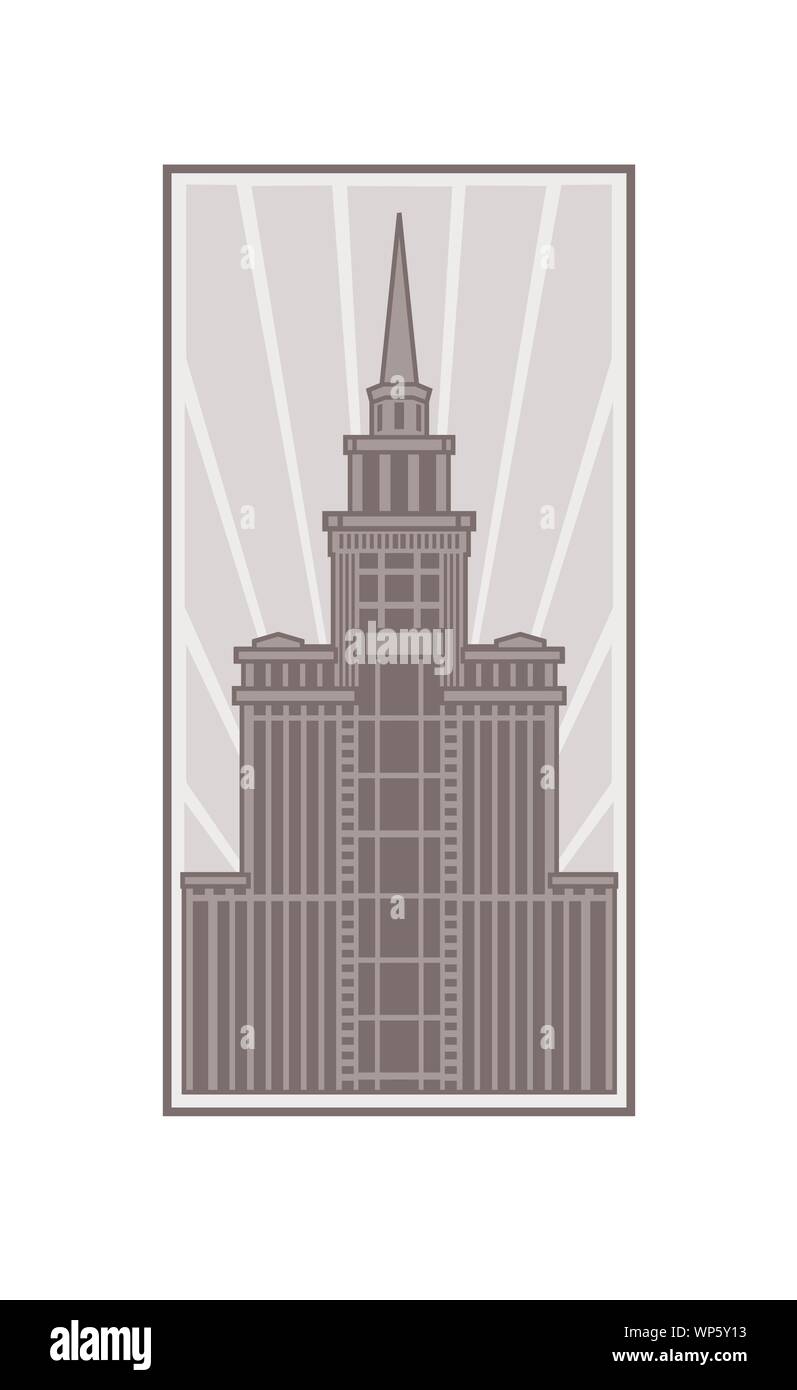 Illustration of a skyscraper. Vector. High-rise tower; logo for a ...