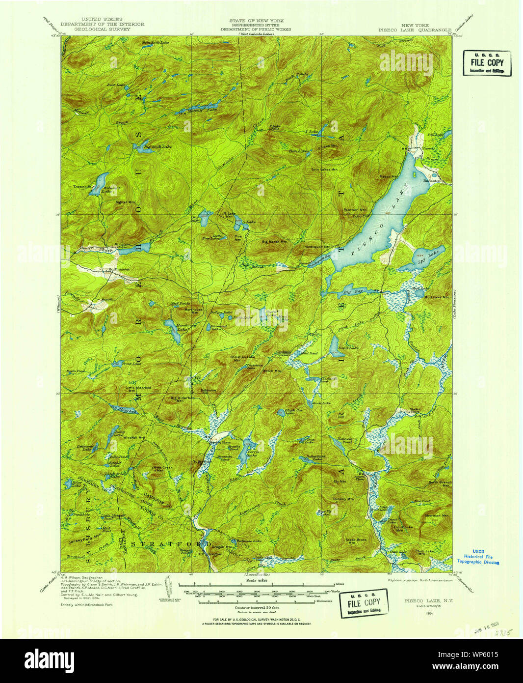 New York NY Piseco Lake 129009 1904 62500 Restoration Stock Photo Alamy