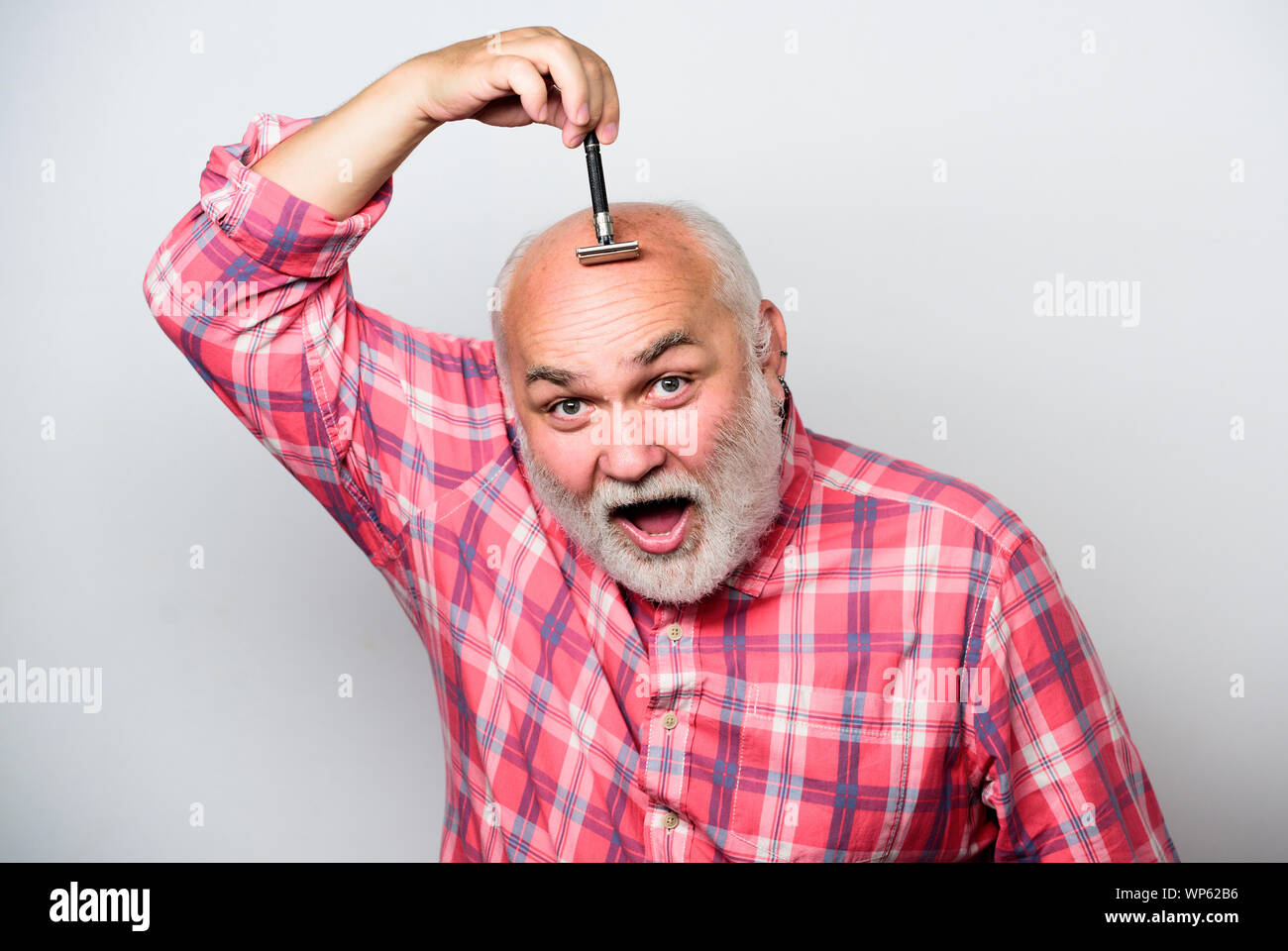 Shaving facial hair. Barber vintage equipment. Barber salon. concept. Shave sharp