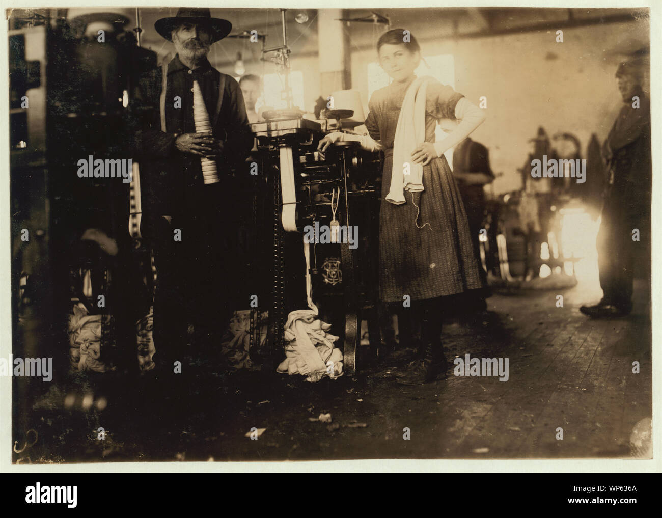 Knitter in London [i.e., Loudon?] Hosiery Mills. Stock Photo