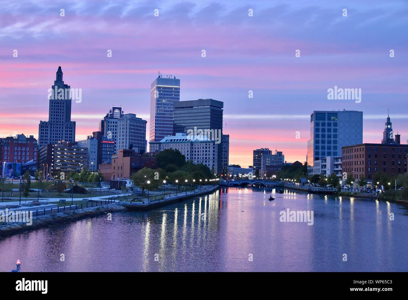 The Providence skyline as seen from across the Providence River, East Providence, Rhode Island