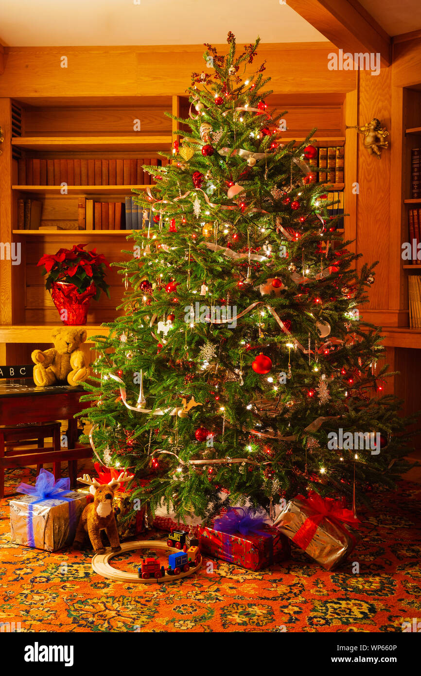 Inside decorated christmas tree, Stowe, Vermont, USA Stock Photo - Alamy