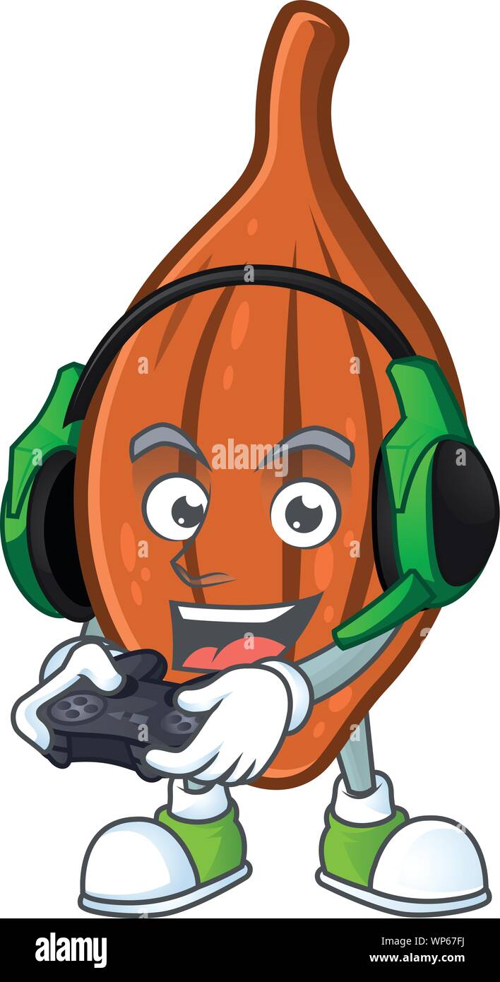 Funny chocolate cocoa bean isolated grain or seed of funny