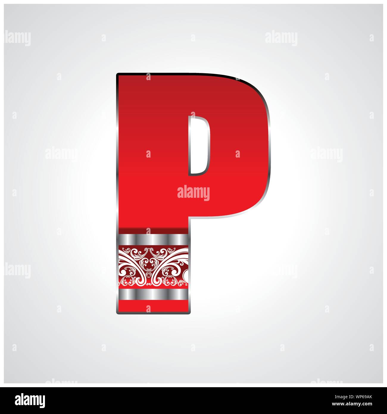 Red Silver Decorative Alphabet Stock Vector Image &amp; Art - Alamy