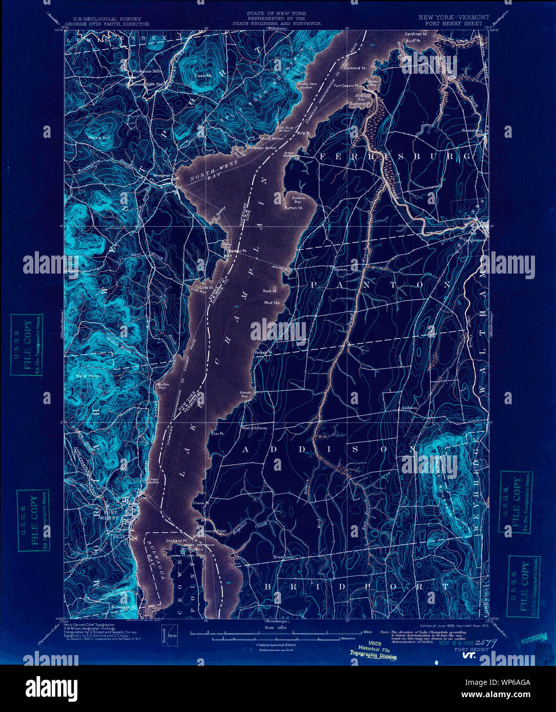 New York NY Port Henry 148159 1898 62500 Inverted Restoration Stock