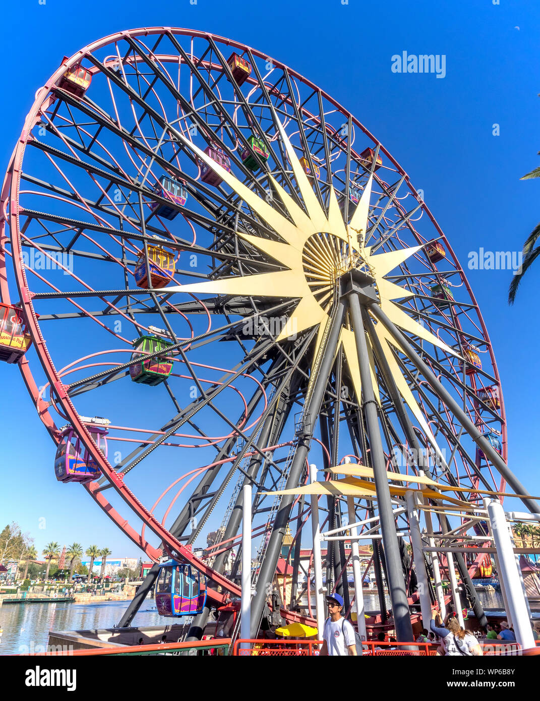 View of the Disneyland Park in Anaheim, California. Disneyland is Walt Disney's original theme park and his most famous. Includes California Adventure. Stock Photo