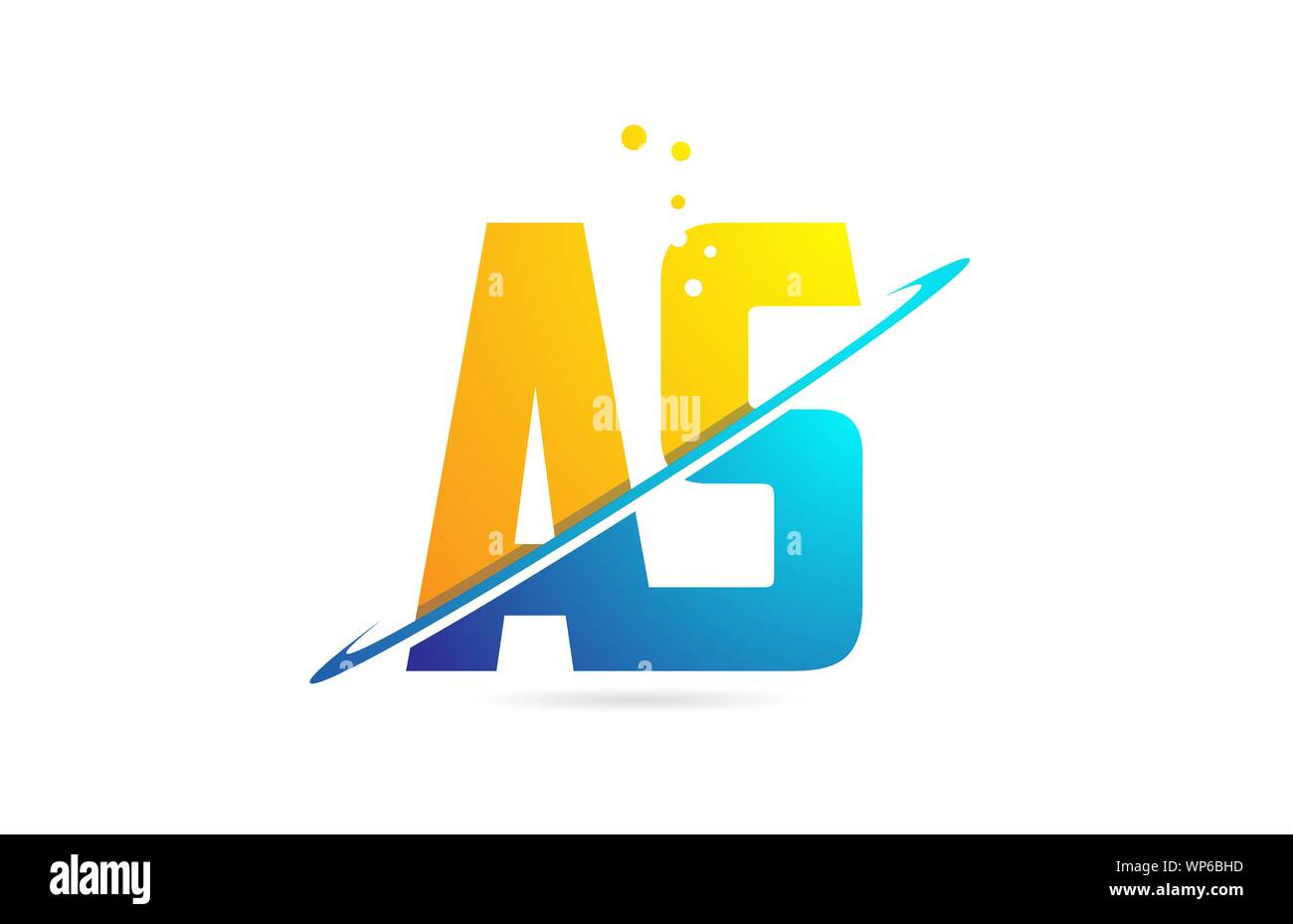 alphabet letter AS A S combination in blue and orange colors suitable ...