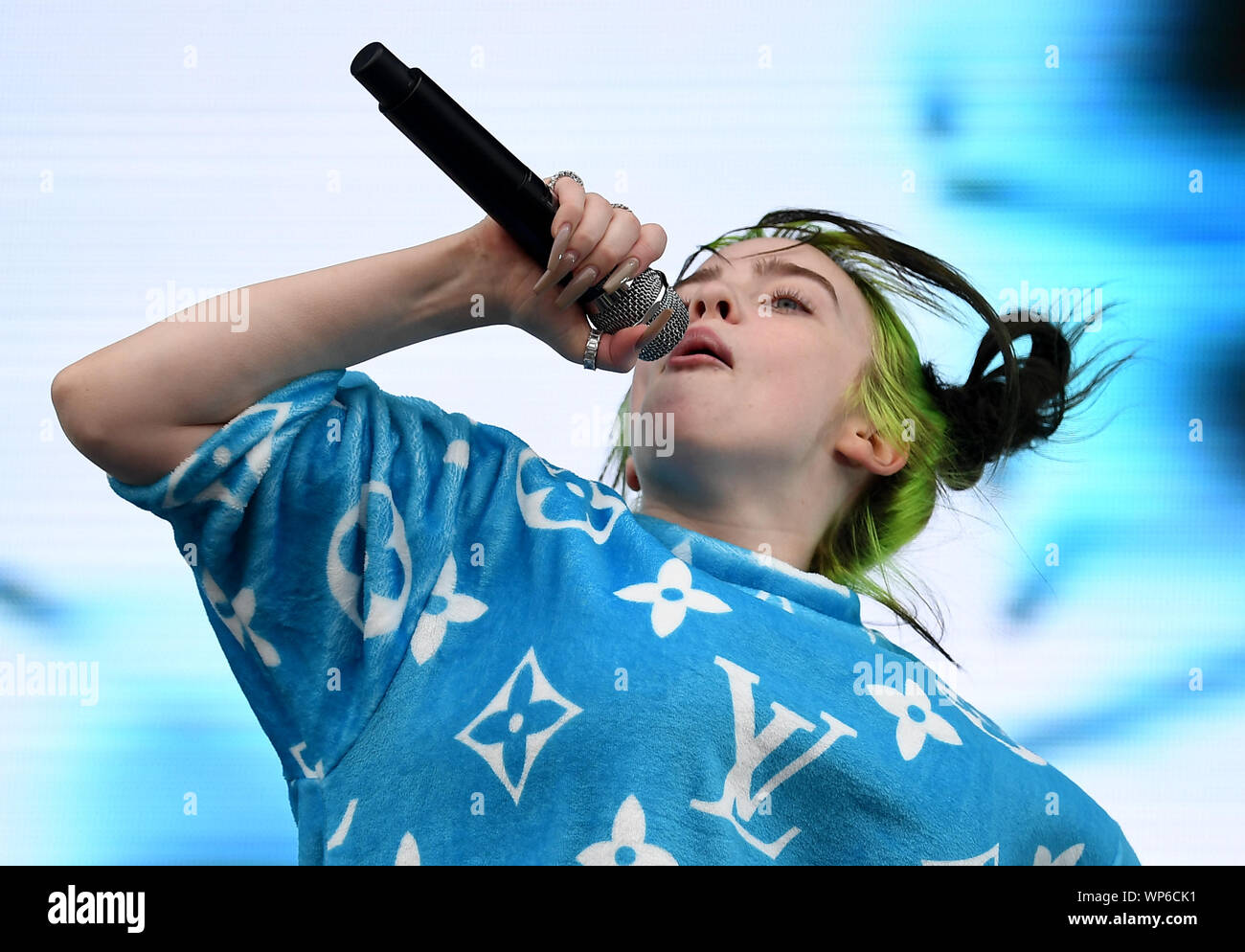 07 September 2019, Berlin The USAmerican singer Billie Eilish is on stage at the Lollapalooza