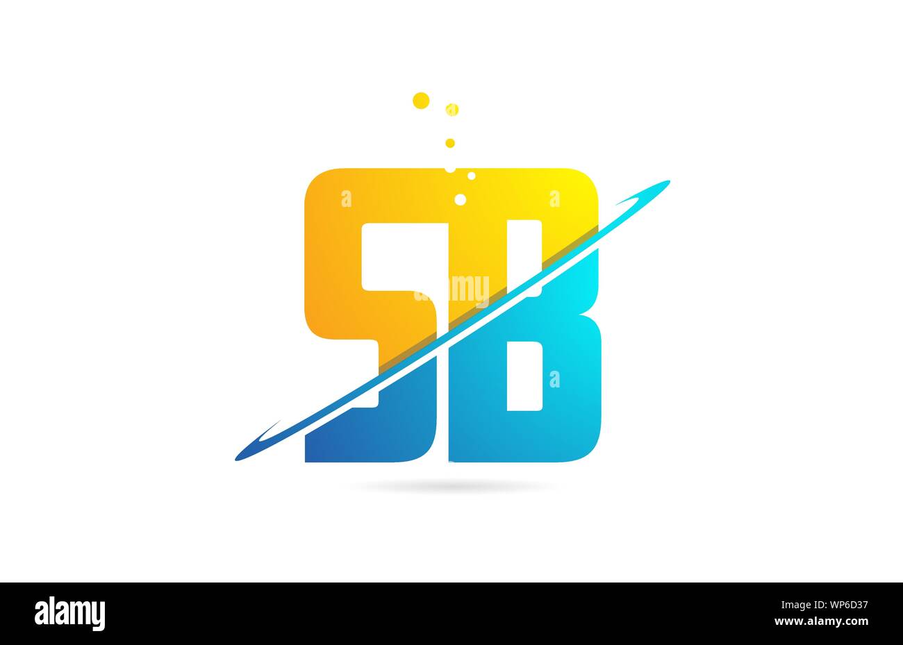 alphabet letter SB S B combination in blue and orange colors suitable ...