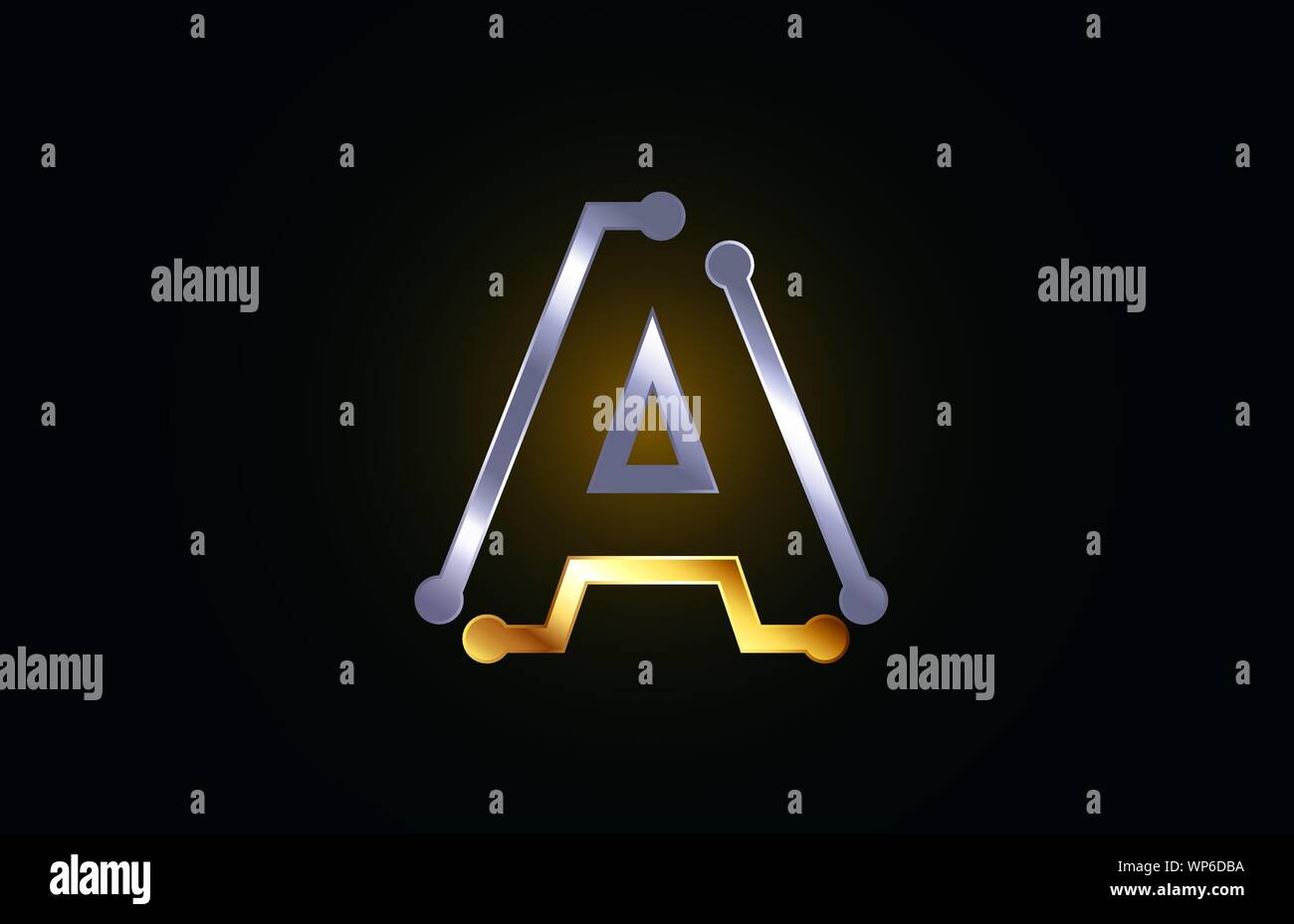 gold and silver metal letter A alphabet logo icon design suitable as a ...