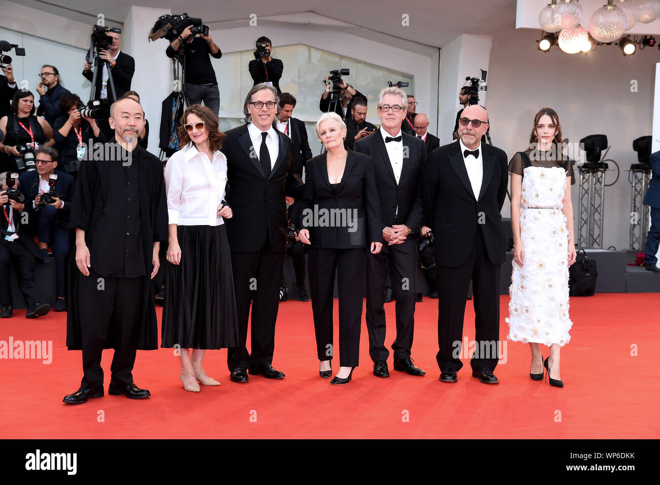 Venezia, Italy. 07th Sep, 2019. 76th Venice Film Festival 2019, Red carpet Closing Ceremony. Pictured: Lucrecia Martel, Piers Handling, Mary Harron, Stacy Martin, Rodrigo Prieto, Tsukamoto Shinya, Paolo Virzi Credit: Independent Photo Agency/Alamy Live News Stock Photo