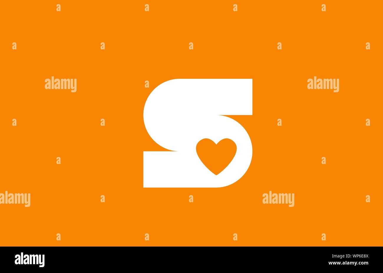 love heart orange white alphabet letter s for company logo icon design ...