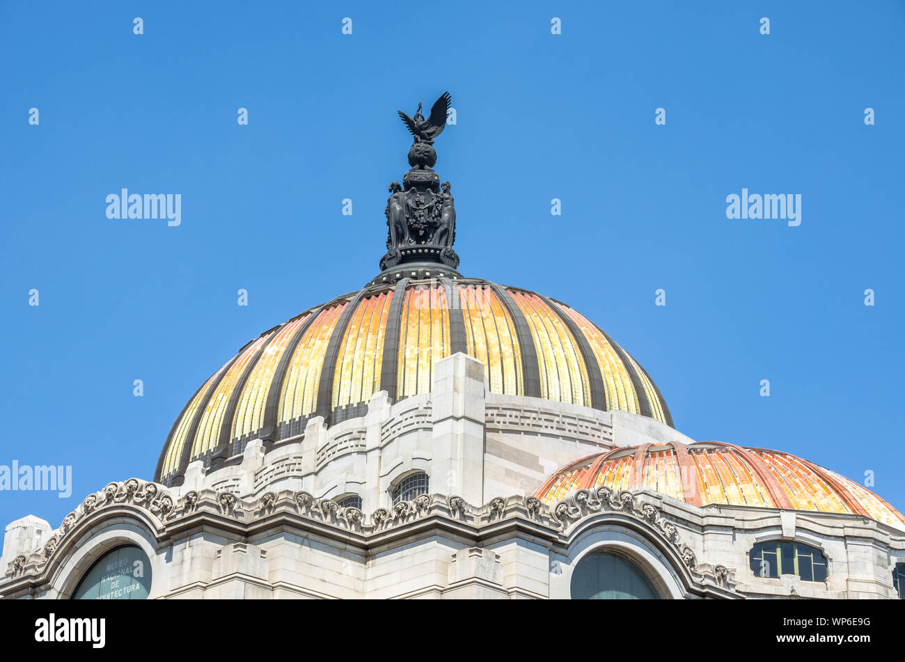 Palacio de Bellas Artes or Palace of Fine Arts in Mexico City, Roof detail Stock Photo