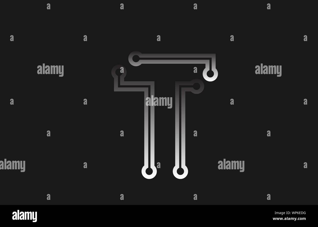 black and white line alphabet letter T for company logo icon design ...
