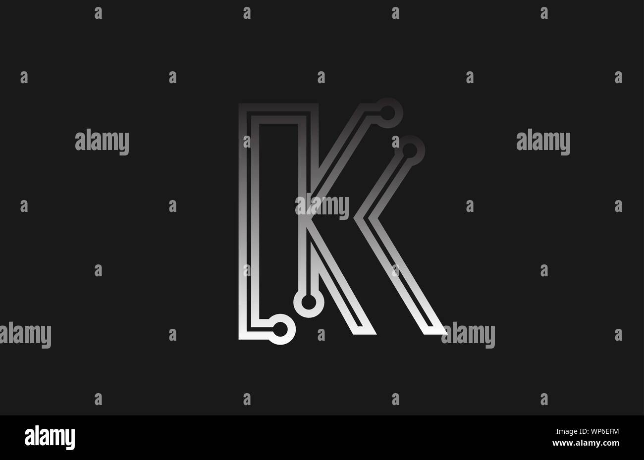 black and white line alphabet letter K for company logo icon design ...