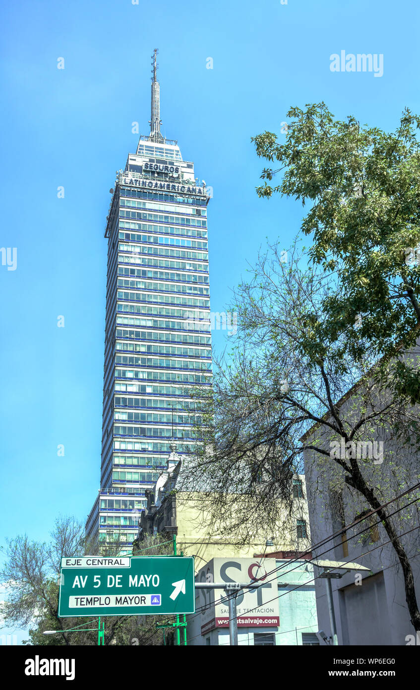 MEXICO CITY, MEXICO / MARCH 2 2019: Torre Latinoamericana skyscraper in Mexico City. Stock Photo