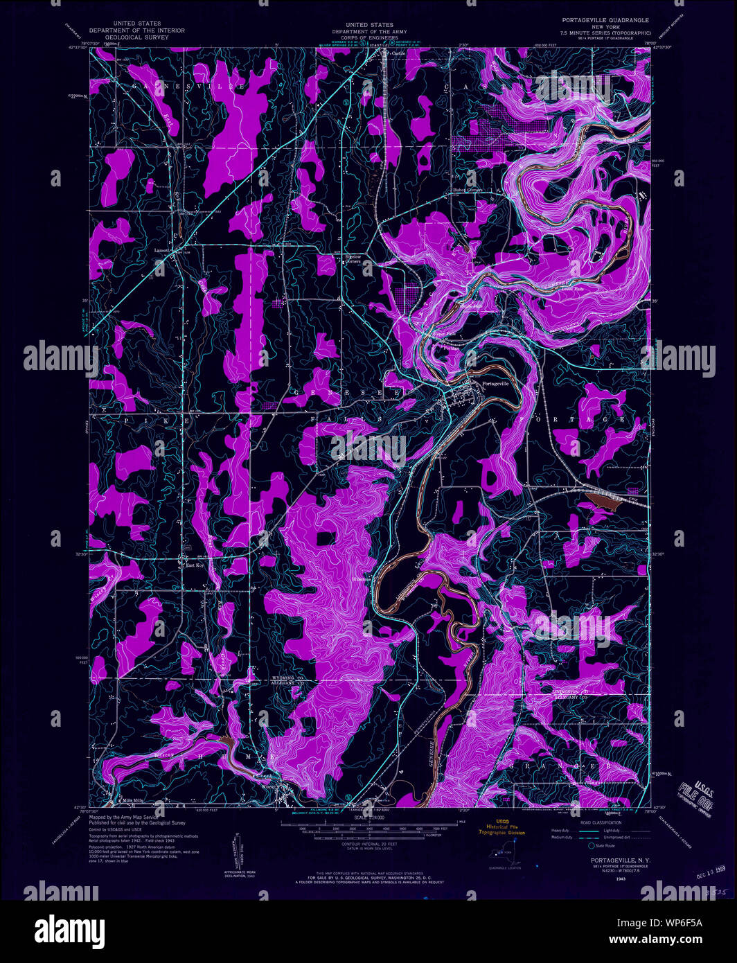 New York NY Portageville 129125 1943 24000 Inverted Restoration Stock