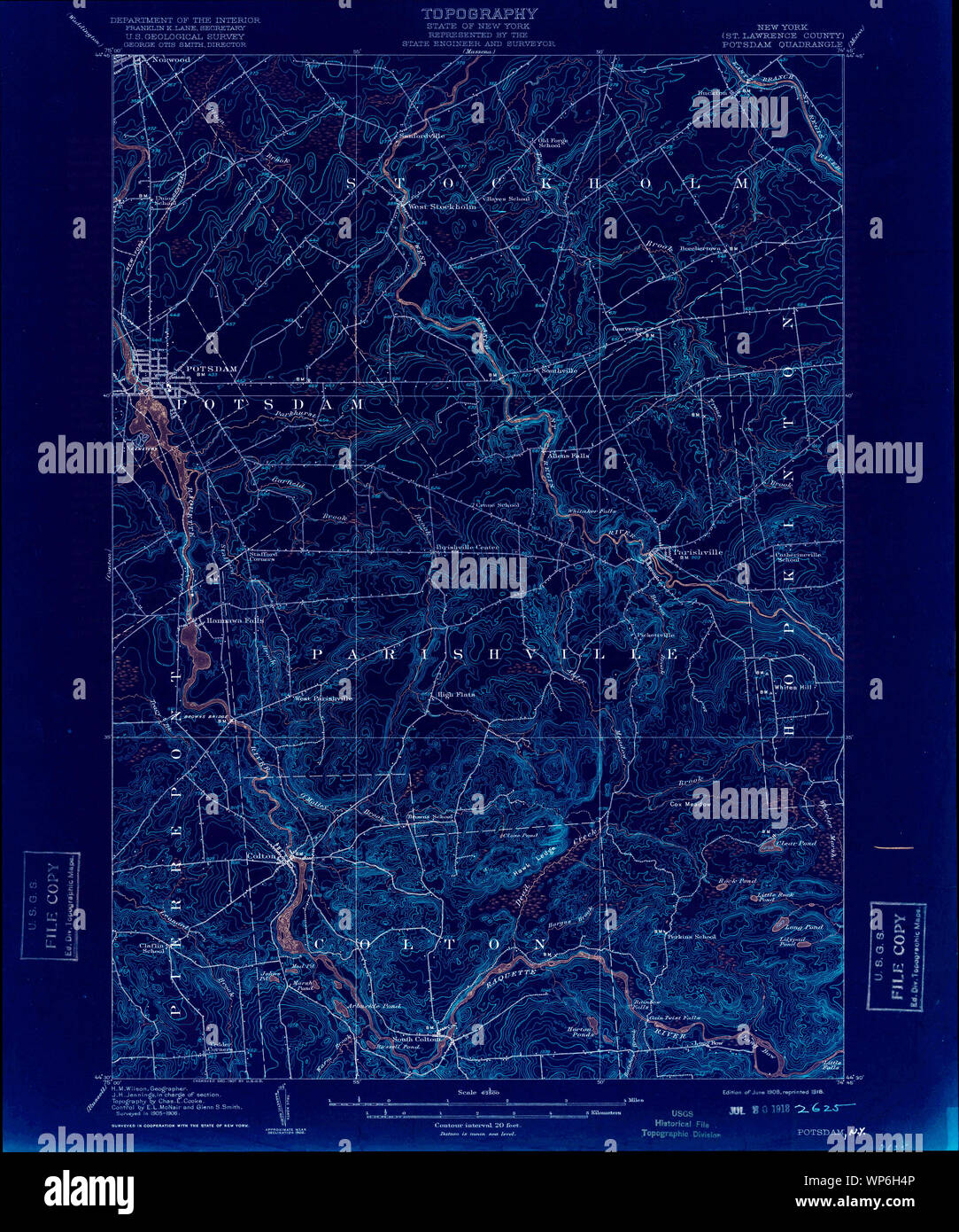 New York NY Potsdam 148218 1908 62500 Inverted Restoration Stock Photo