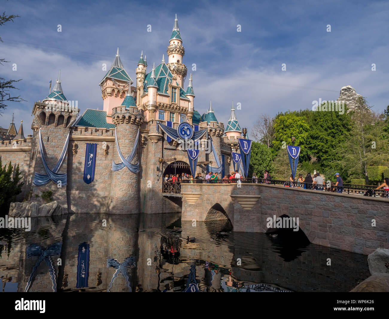 View of the Disneyland Park on February 15, 2016 in Anaheim, California. Disneyland is Walt Disney's original theme park and one of the most famous pa Stock Photo