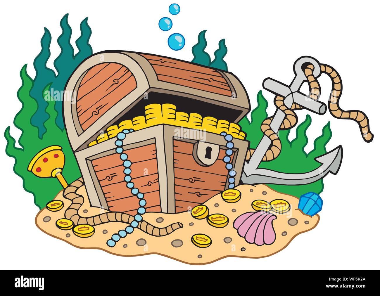 Treasure chest on sea bottom Stock Vector Image & Art - Alamy