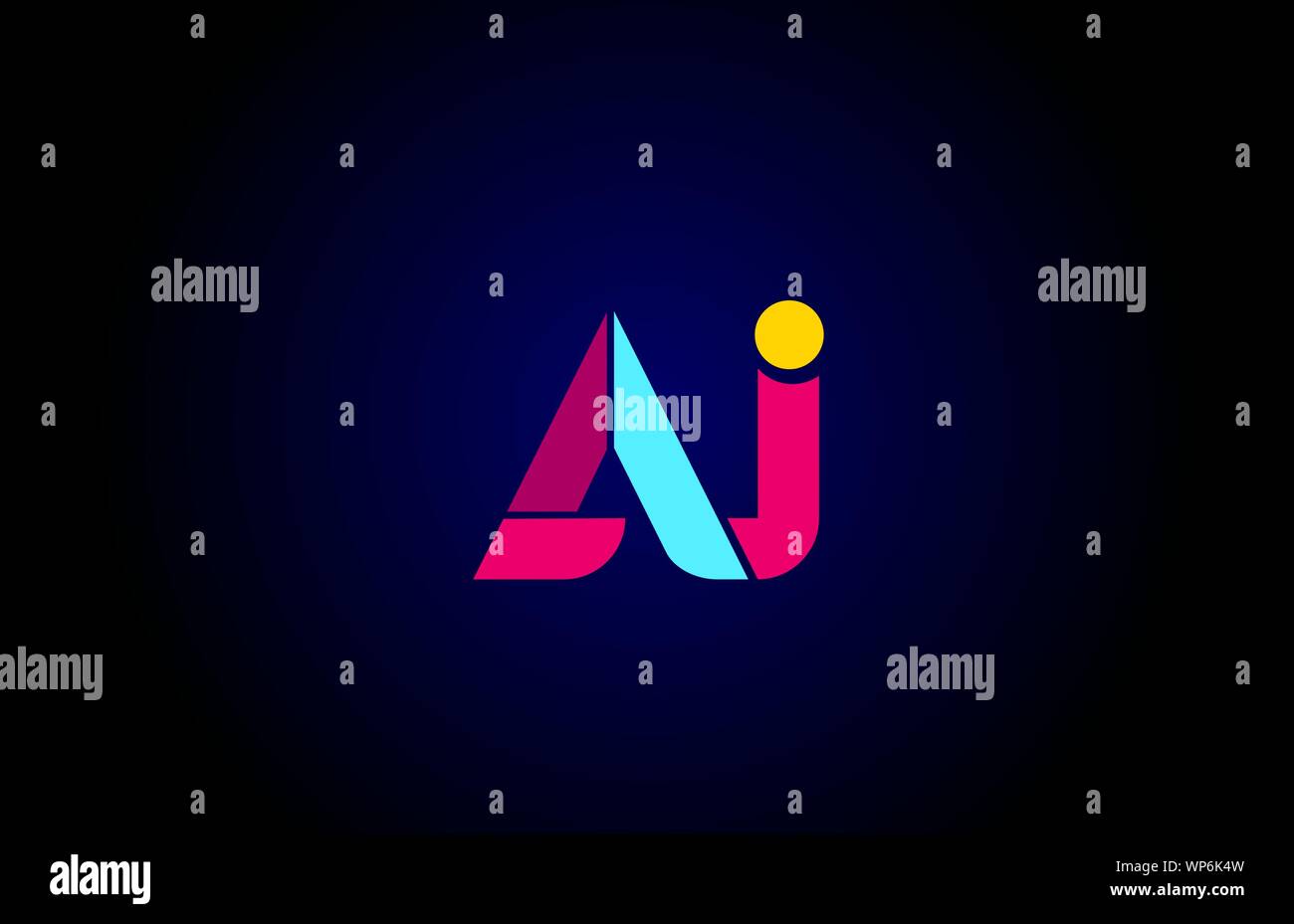 pink blue alphabet letter AJ A J combination for company logo. Suitable as logotype design for a business Stock Vector