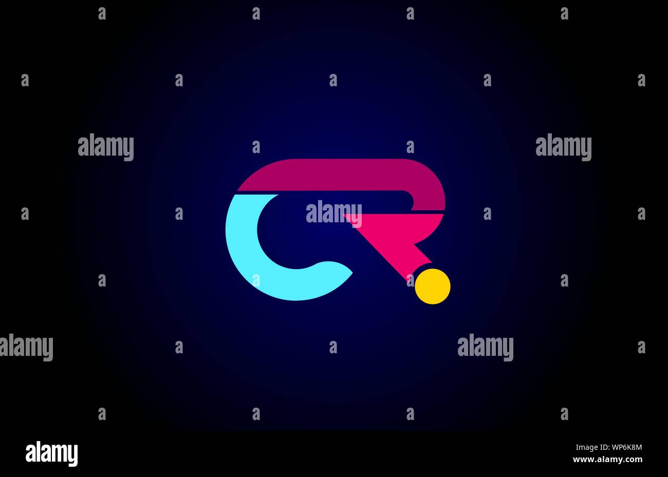 pink blue alphabet letter CR C R combination for company logo. Suitable as logotype design for a business Stock Vector