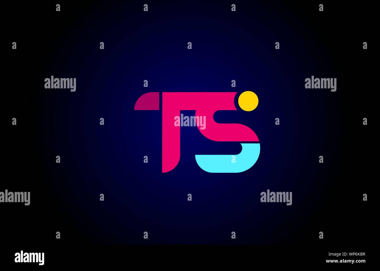 pink blue alphabet letter TS T S combination for company logo. Suitable ...