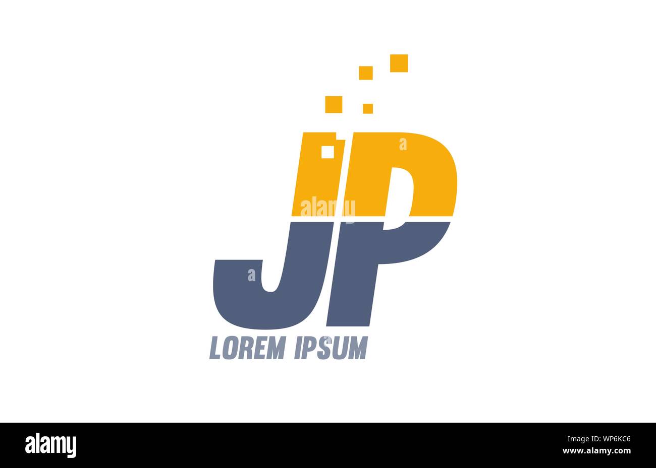 yellow blue JP J P alphabet letter logo icon design suitable for a