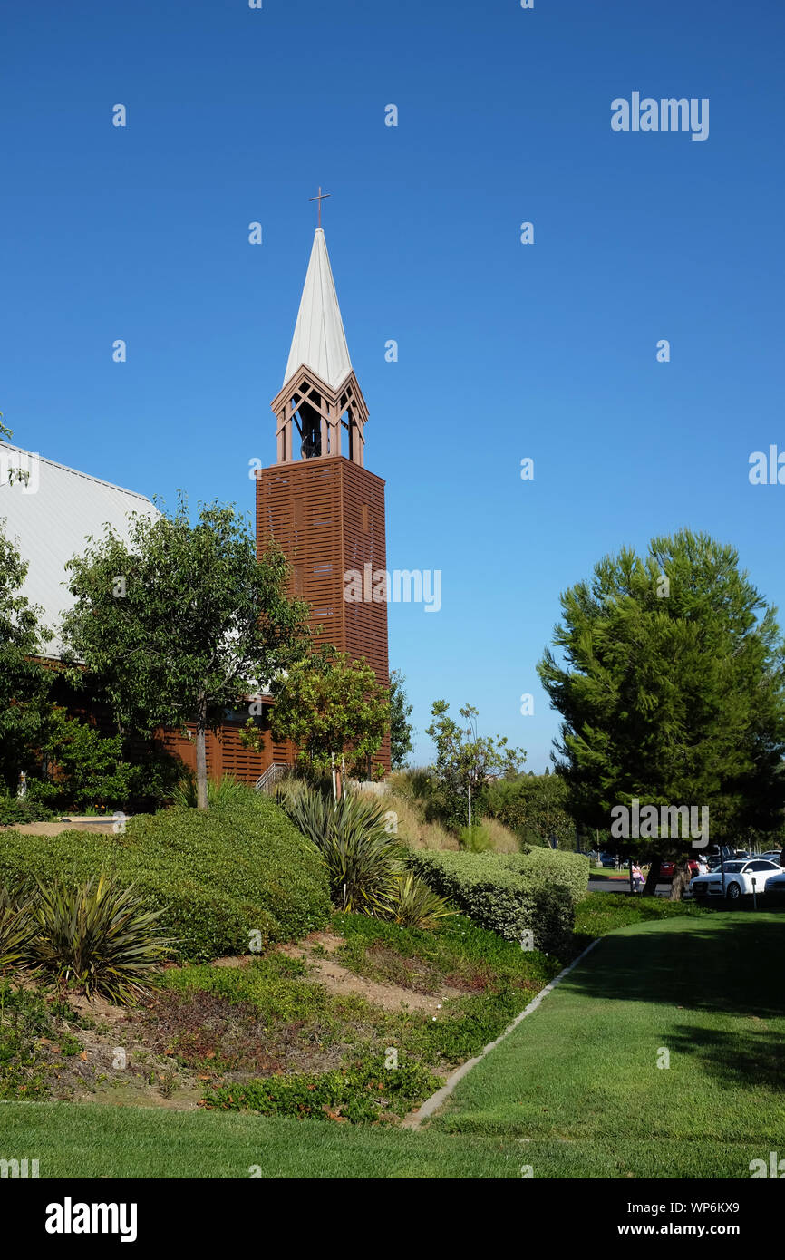 IRVINE, CALIFORNIA - SEPT 7, 2019: Chapel Bell Tower at Mariners Church, a non-denominational, Christian Church located in central Orange County. Stock Photo