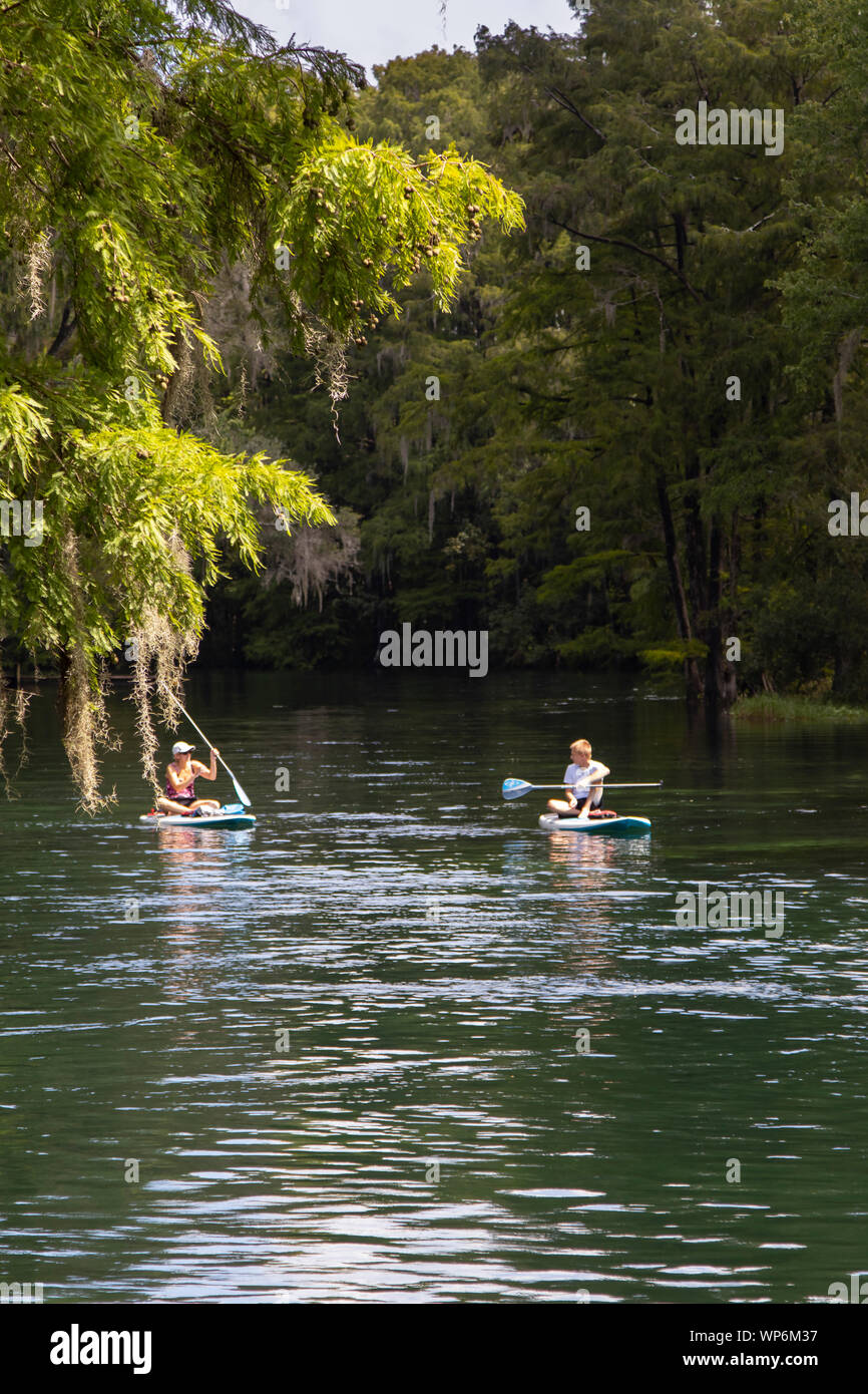 Kayaking on the Rainbow River in Dunnellon, Florida Stock Photo