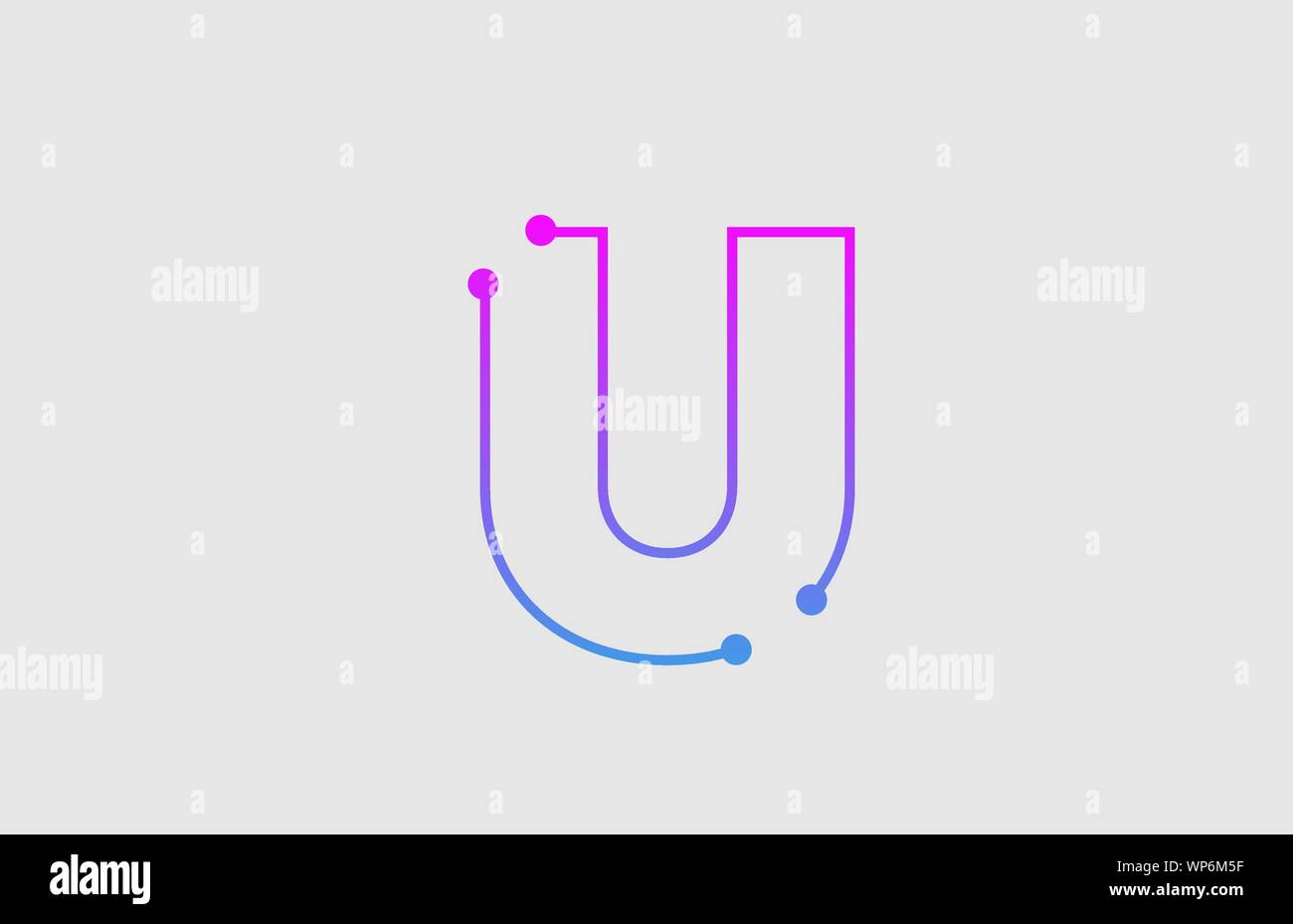 alphabet letter U logo design with colors pink and blue suitable as an ...