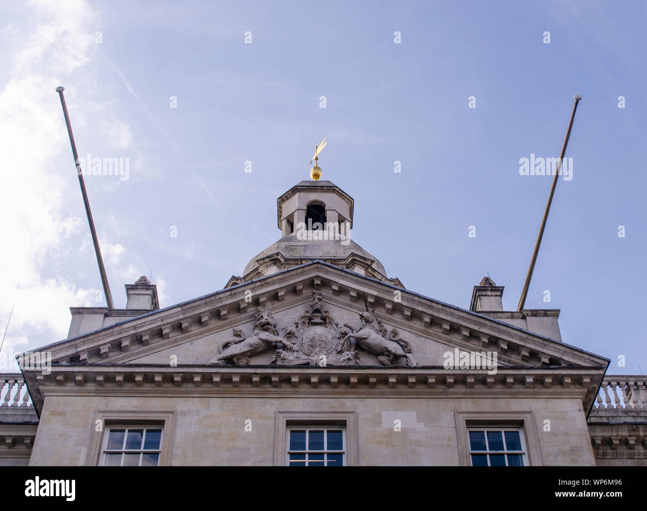 Pediment close up of the Horse Guards. Stock Photo