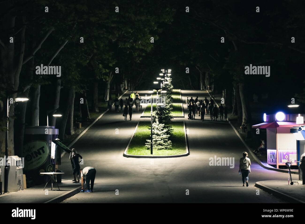 IASI, ROMANIA - Aug 24, 2019: Night in the park. Park of Valea Trandafirilor in Chisinau. Stock Photo