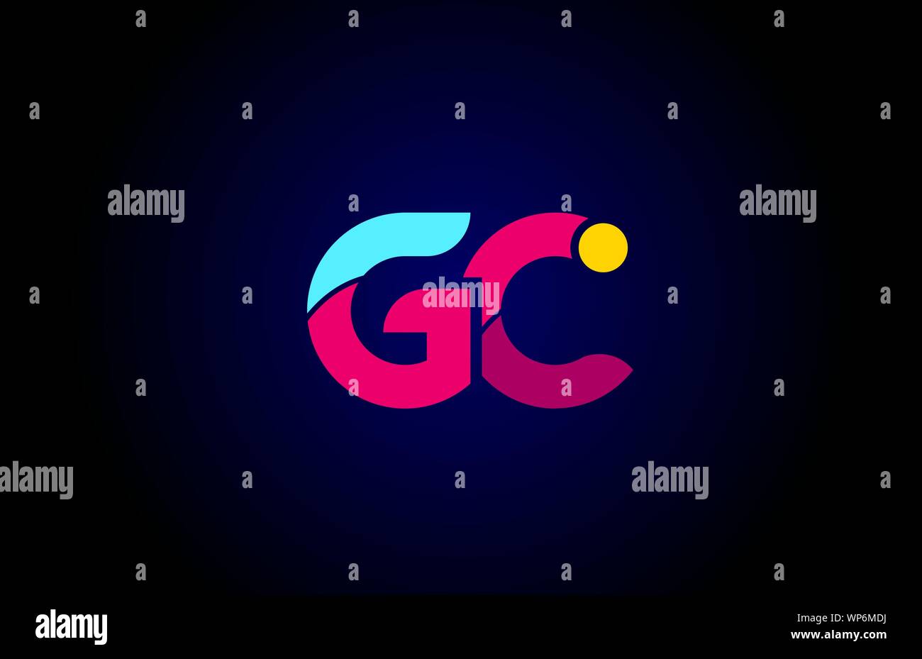 pink blue alphabet letter GC G C combination for company logo. Suitable ...