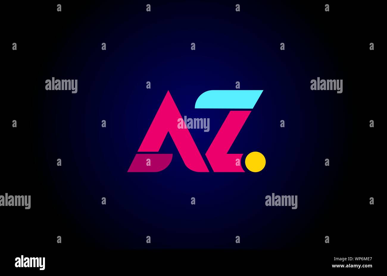 pink blue alphabet letter AZ A Z combination for company logo. Suitable ...