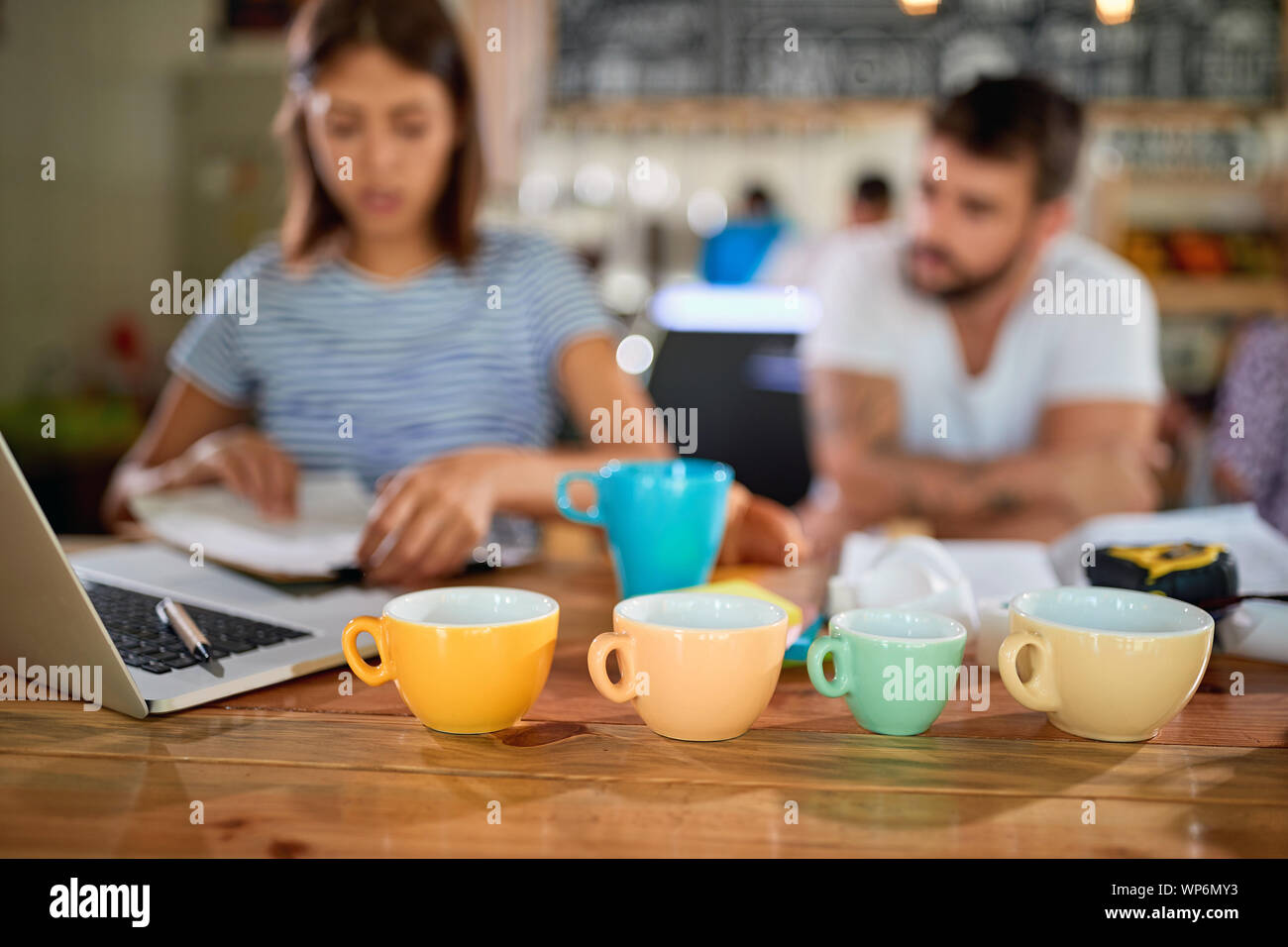 different coffee mugs for cafe store Stock Photo Alamy