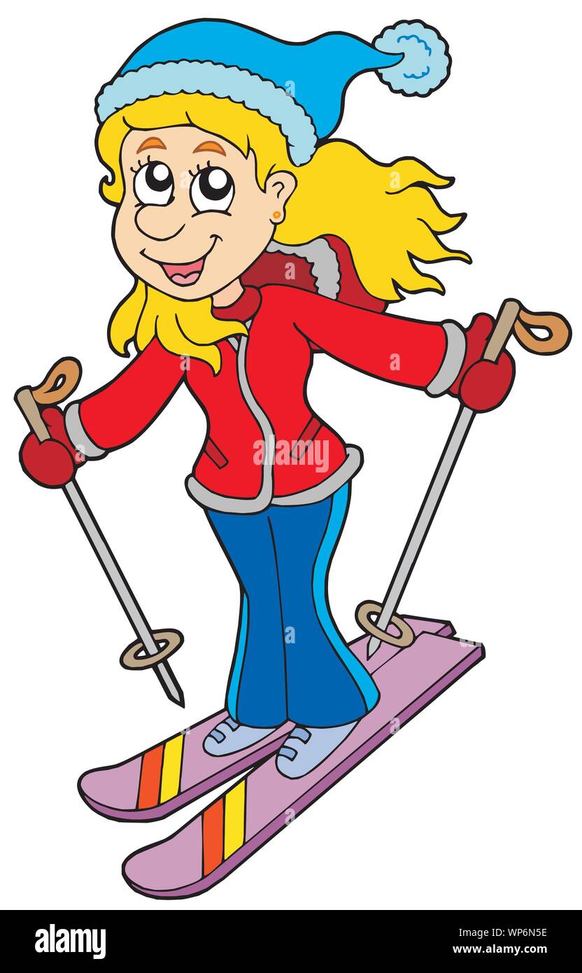 Cartoon skiing woman Stock Vector Image & Art Alamy
