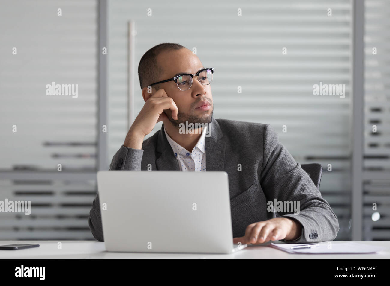 Black man thinking hard hi-res stock photography and images - Alamy