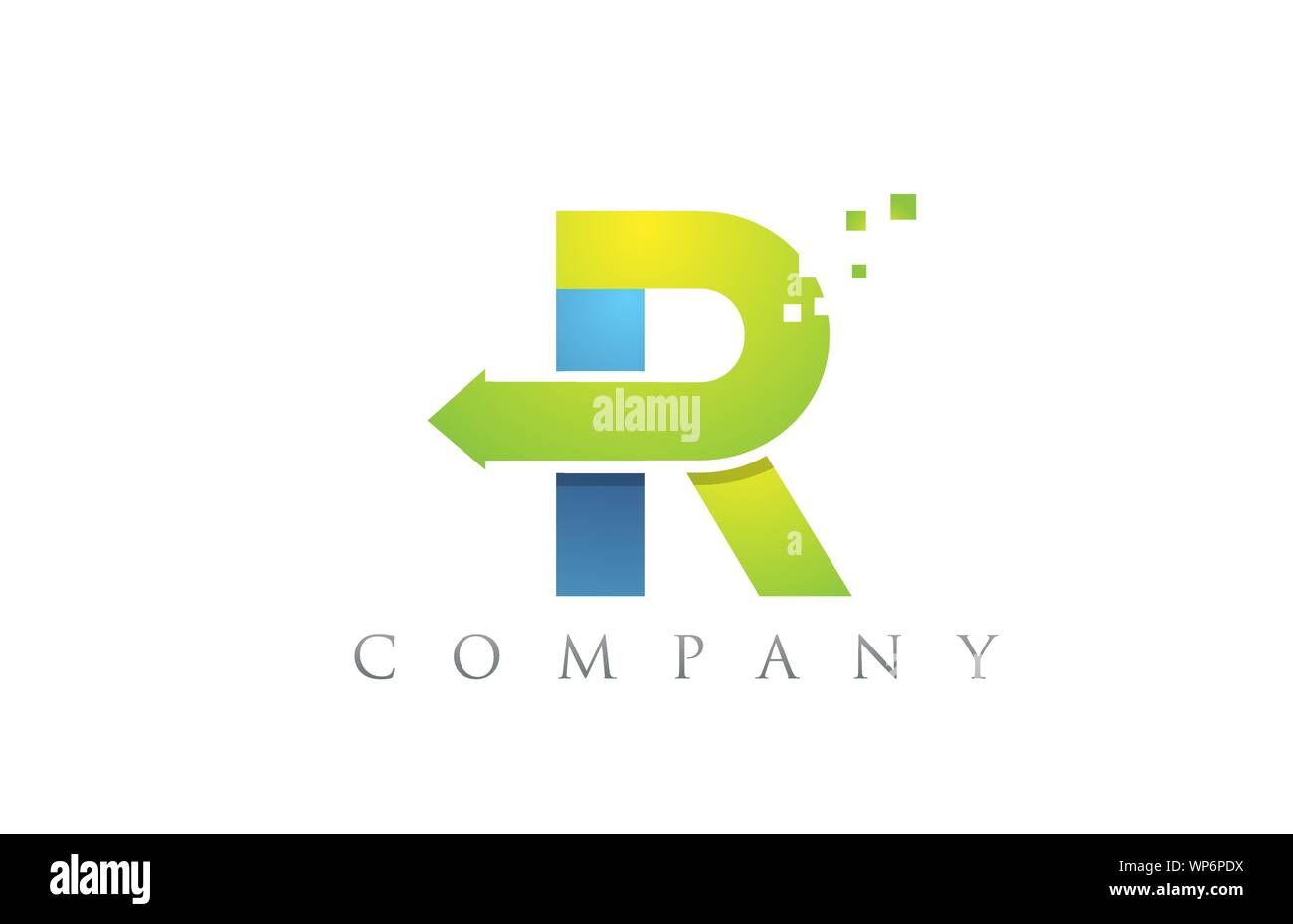 R blue green alphabet letter logo icon design suitable for a company or ...
