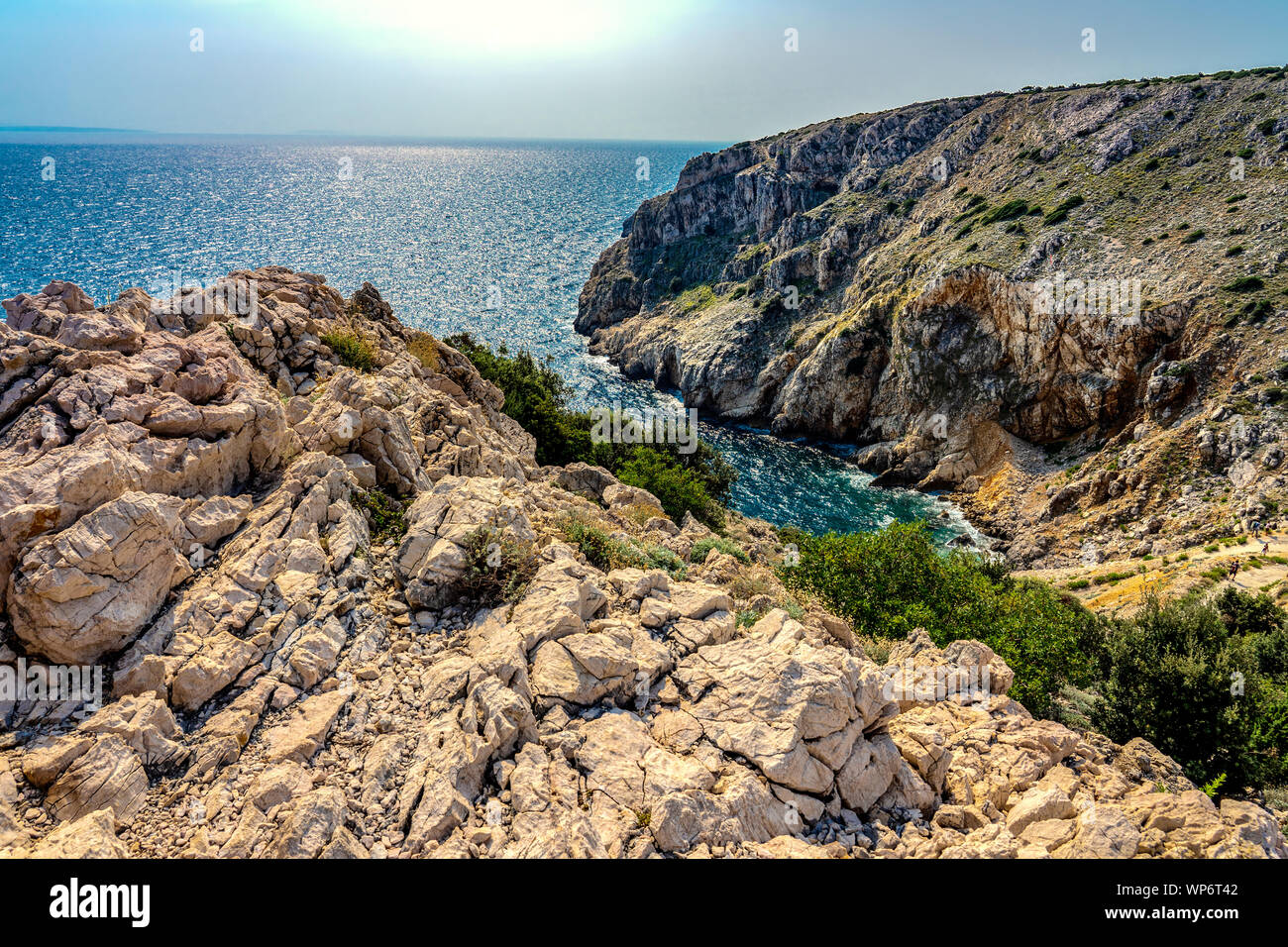 rocky scenic mali bok orlec beach on cres island croatia Stock Photo