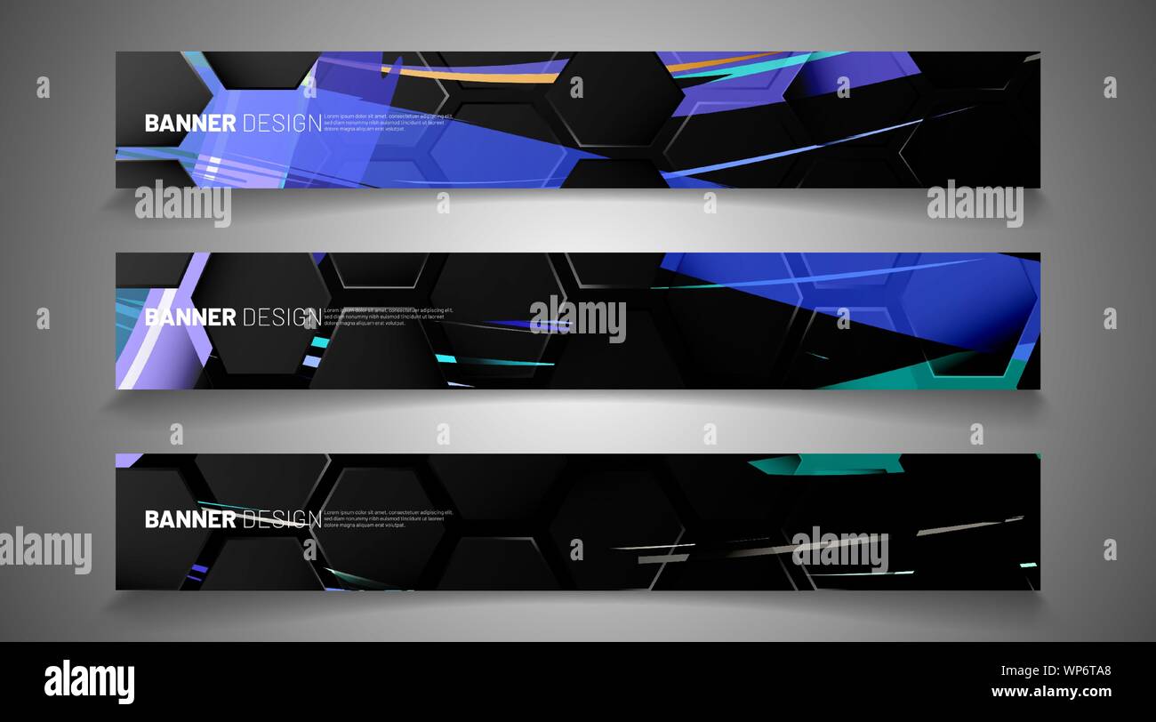 Set the background of the hexagon banner. Gradient color light pattern ...